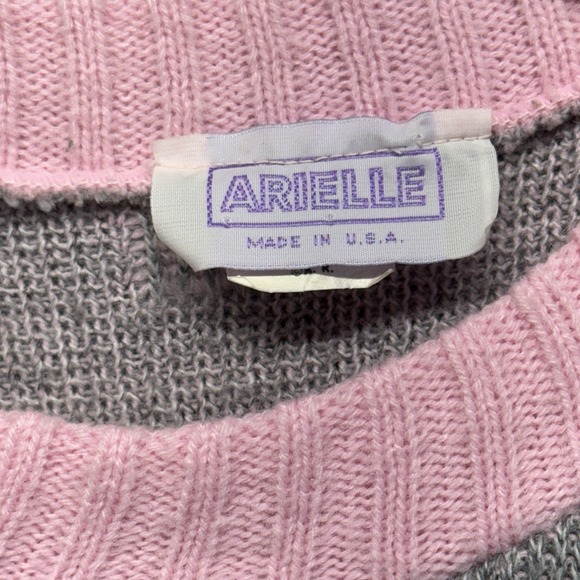 Vintage 80s Sweater Dancing Pig Hearts Fairy Kei Harajuku All Over Print‎ Size M - Picture 10 of 10